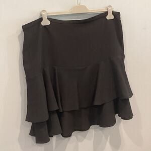 Ralph Lauren Womens Mini Skirt Plus Size 18W 18 Black Ruffle Classic Old Money